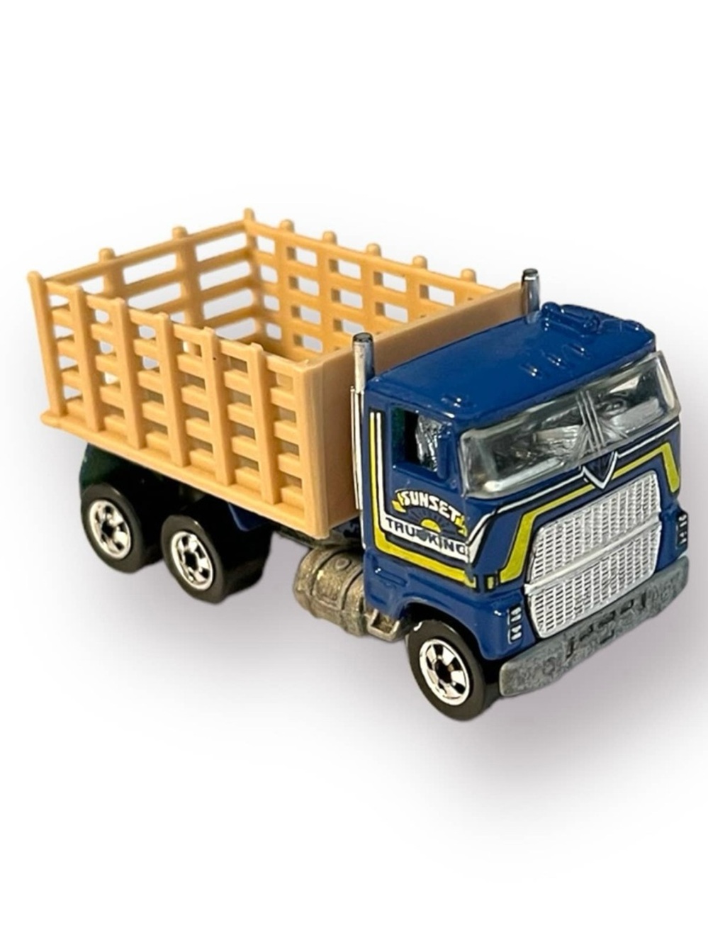 Hot Wheels 1981 COE Ford Blue Cab Dump Truck Sunset Trucking Stake Body Bed BW
